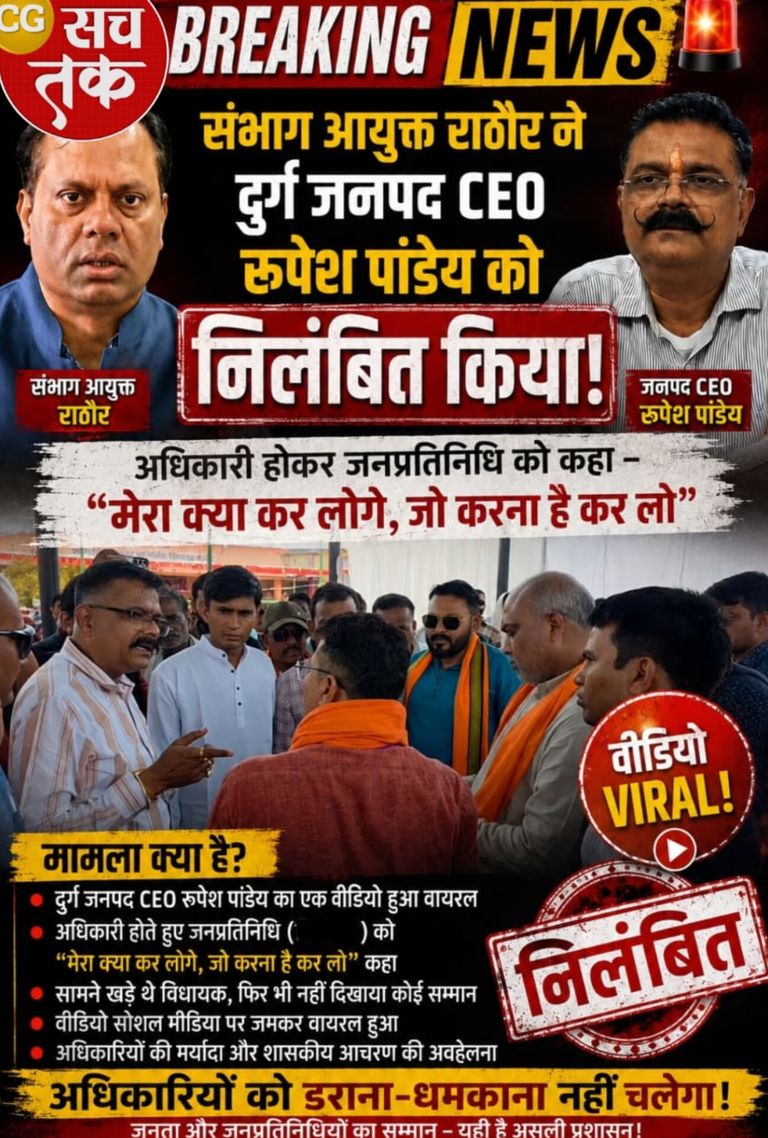 बीजेपी नेता से दुर्व्यवहार मामले में दुर्ग जनपद CEO रूपेश पाण्डेय निलंबित