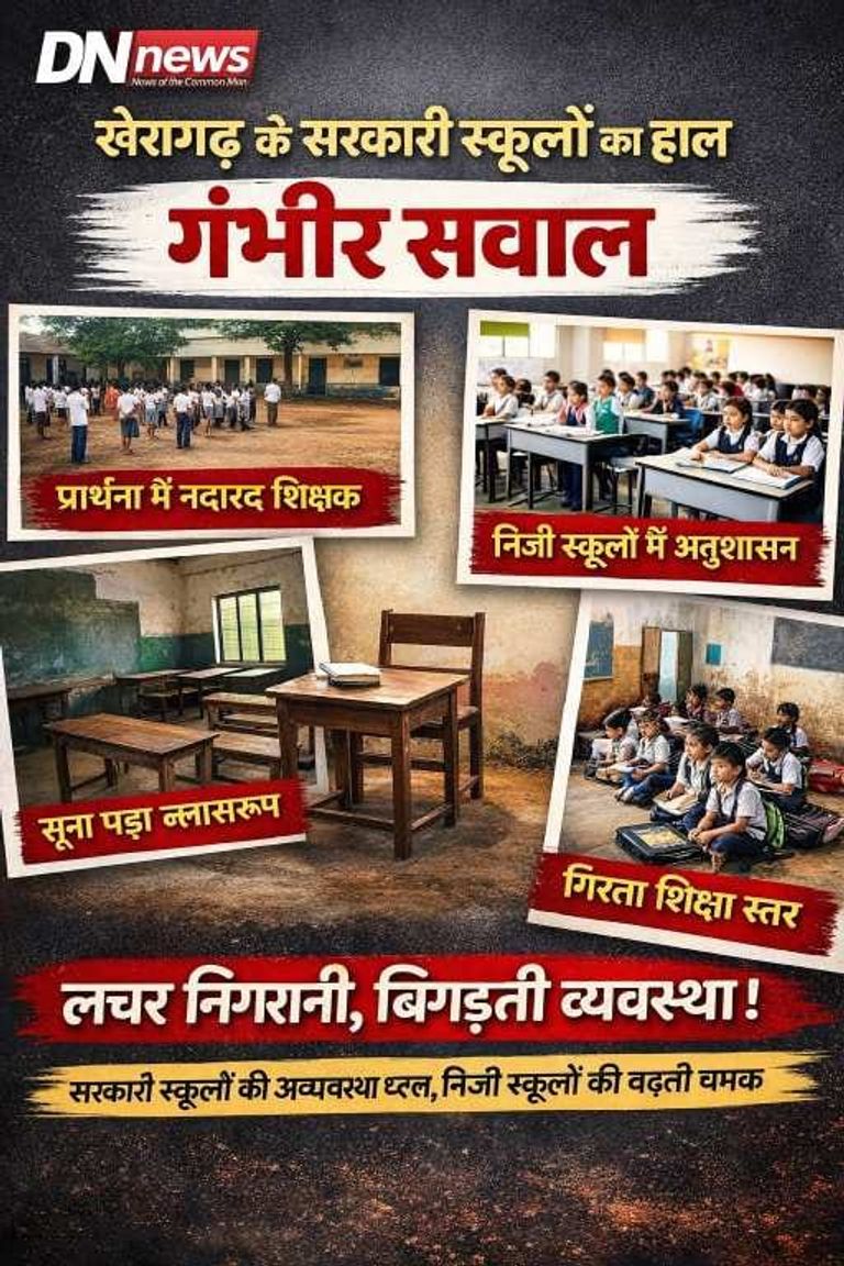 खैरागढ़ ब्लॉक में सरकारी स्कूलों की बिगड़ती तस्वीर: प्रार्थना में नदारद शिक्षक, लचर निगरानी पर उठे सवाल
