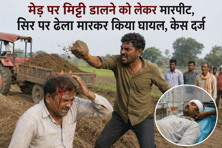 मेड़ पर मिट्टी डालने को लेकर मारपीट, सिर पर ढेला मारकर किया घायल, केस दर्ज